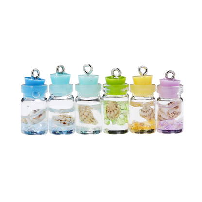 Conch Shell Ocean Drift Bottle Pendants, 10pcs