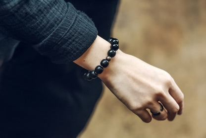 Golden Tiger-Eye Black Obsidian Beads Bracelet