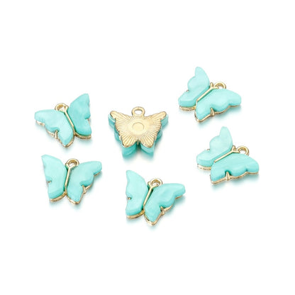 Colorful Resin Butterfly Pendant, 10pcs