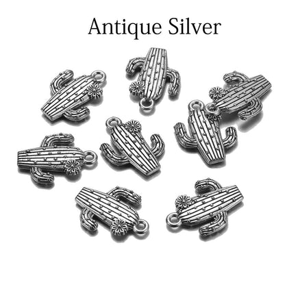 10pcs 15x20mm Antique Cactus Pendants