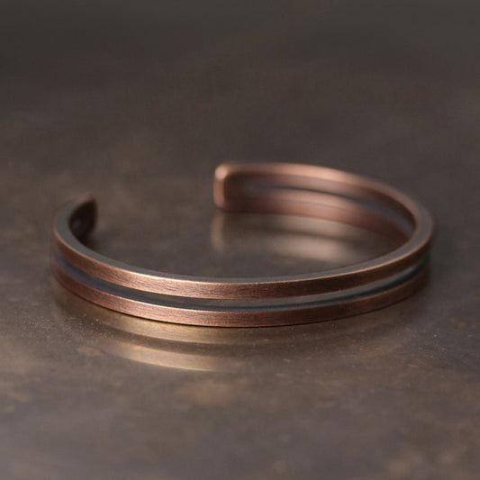 Rustic Viking Luck Cuff: Vintage Copper Bracelet for Men and Women