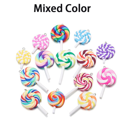 Cute Candy Color Marshmallow Polymer Clay Pendant, 10pcs