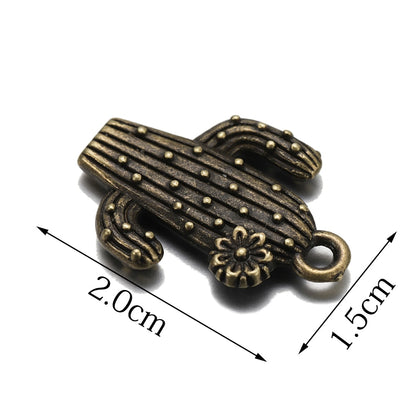 10pcs 15x20mm Antique Cactus Pendants