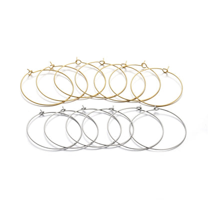 Big Circle Wire Hoops in Stainless Steel, 20pcs