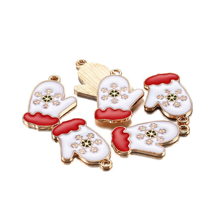 Metal Enamel Christmas Pendants, 10-15Pcs