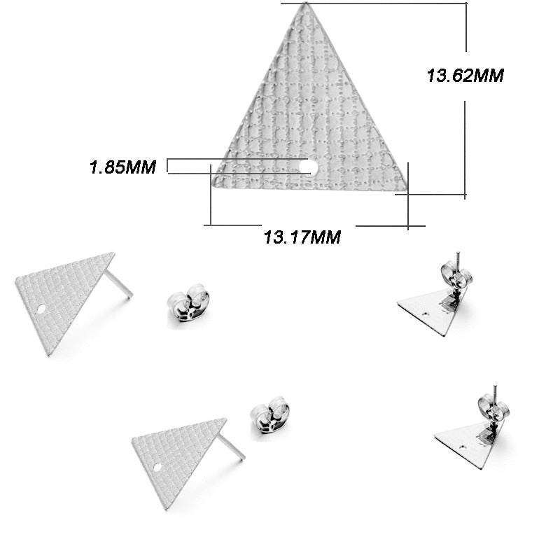 Geometrische Ohrstecker-Basis aus Edelstahl, 10 Stück