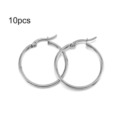 Stainless Steel Hoop Open Earrings Base, 15-50mm