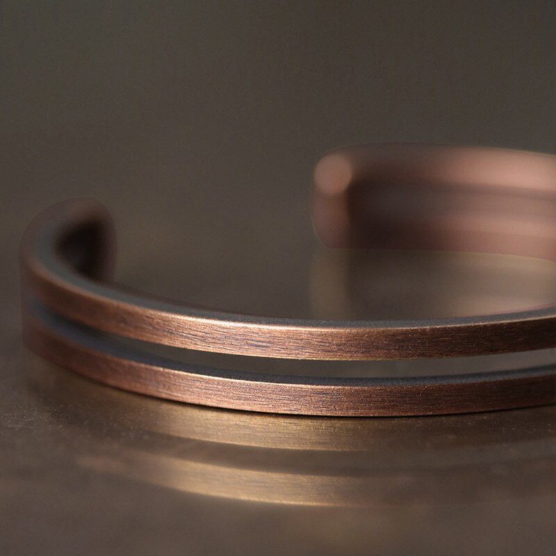 Manchette de chance viking rustique : bracelet en cuivre vintage pour hommes et femmes