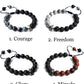 Lava Rock Stone Bracelet with Stainless Steel Charm