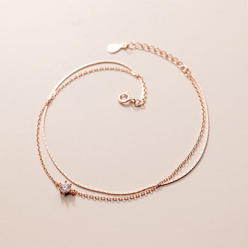 Silver Double Layer Anklet