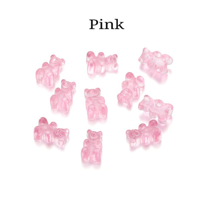 Transparent Cartoon Candy Bear Charm Pendants, 10Pcs