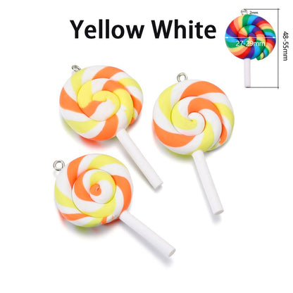 Cute Candy Color Marshmallow Polymer Clay Pendant, 10pcs