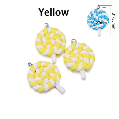 Cute Candy Color Marshmallow Polymer Clay Pendant, 10pcs