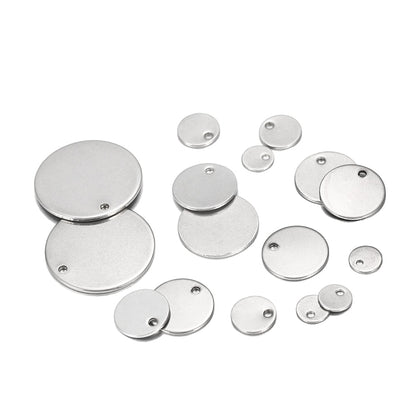 10-50pcs 6-30mm pendentifs à breloques ronds en acier inoxydable à un trou