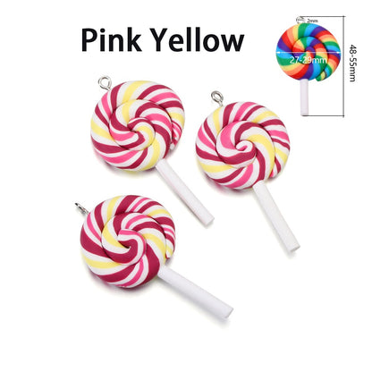 Cute Candy Color Marshmallow Polymer Clay Pendant, 10pcs