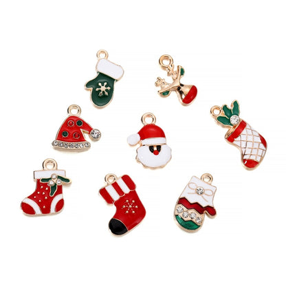 Metal Enamel Christmas Pendants, 10-15Pcs