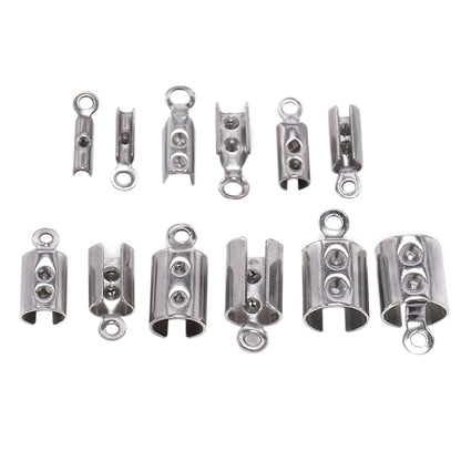 Stainless Steel Cords Crimp End Beads Caps, 50pcs