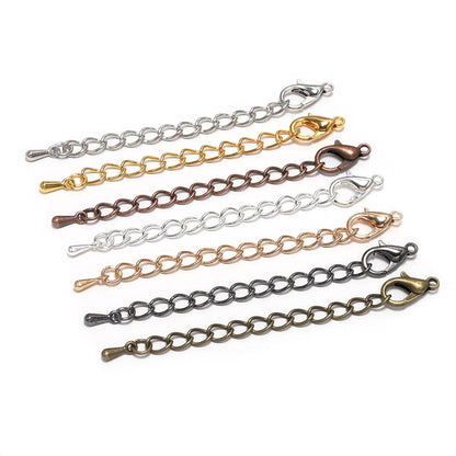 50 70mm Tone Extension Tail Chain Lobster Clasps Connector, 10-20pcs lot