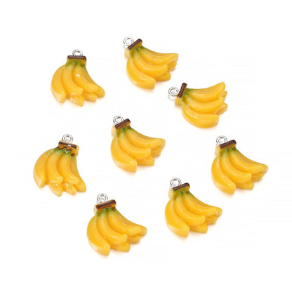 Pendentifs porte-clés en résine de fruits mélangés, 10 pièces