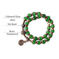 Bracelet de perles de glaçure vertes et bleues avec charme en cuivre martelé