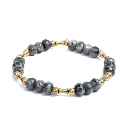 Faceted Tiger Eye or Labradorite Beads Stretch Bracelet