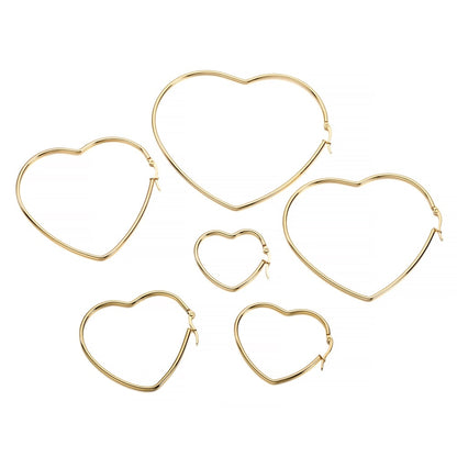 Gold Stainless Steel Earrings: Star, Square, Heart, 6Pcs