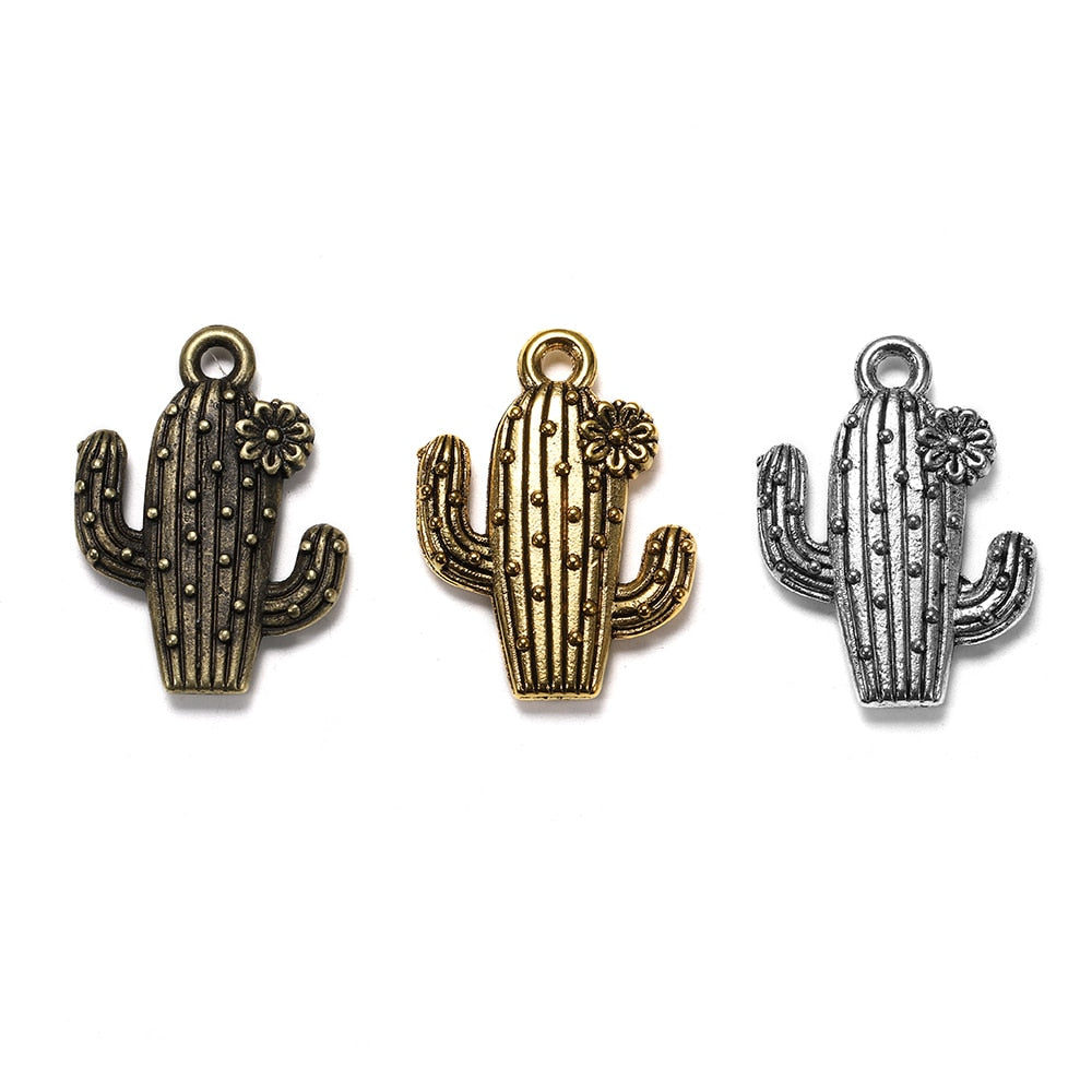 10 pendentifs cactus antiques 15x20mm