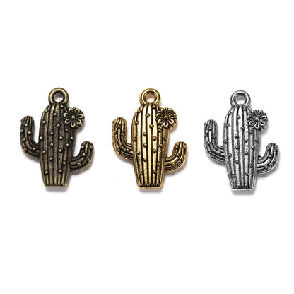 10pcs 15x20mm Antique Cactus Pendants