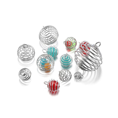 5-30Pcs 9-35mm Metal Spiral Beads Cage Pendants