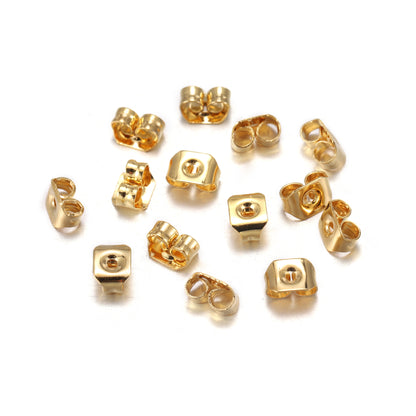 5-12mm Gold Stainless Steel Stud Earring Back, 20pcs