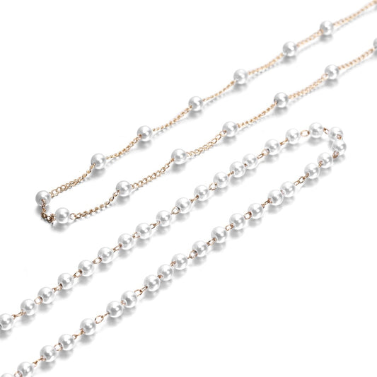 Imitation Pearl Chain Beads, 50-500cm bag
