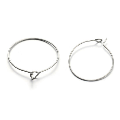 Big Circle Wire Hoops in Stainless Steel, 20pcs