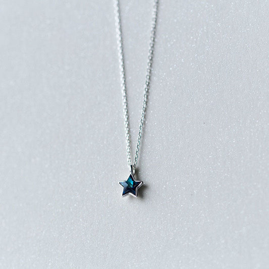 Retro Mini Blue Star Charms Pendant Necklace
