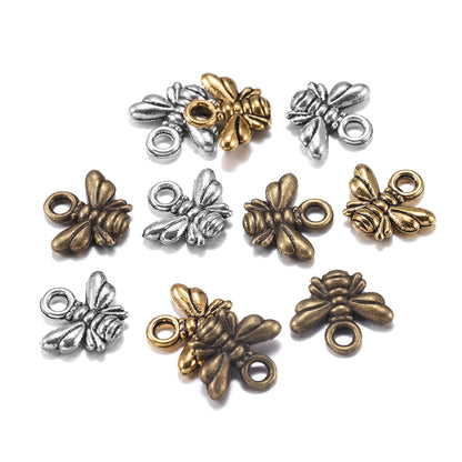 40pcs Antique Tone Bee Charm Pendants