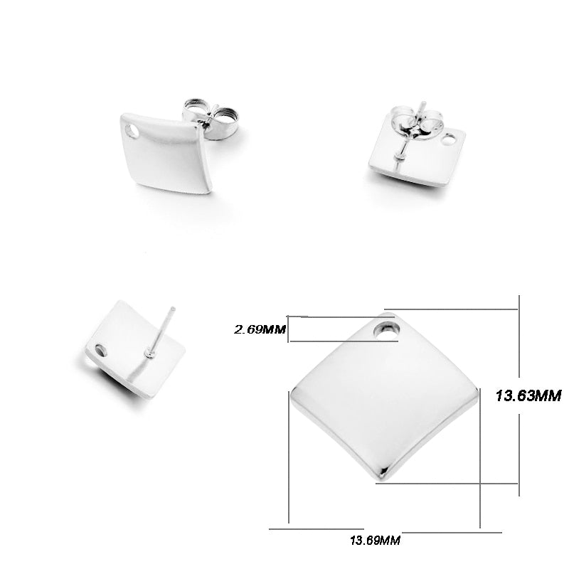 Edelstahl-Ohrstecker mit geometrischer Basis, 10 Stück