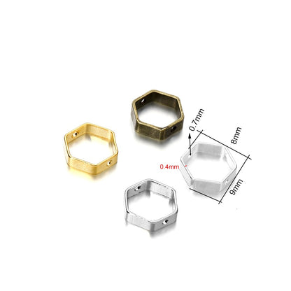 20Pcs 6-11mm Metal Geometric Double Hole Frame Straight Pendants