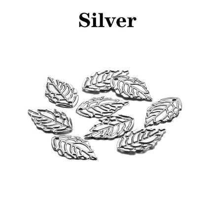 100Pcs 10x18mm Metal Leaf Shape Pendants