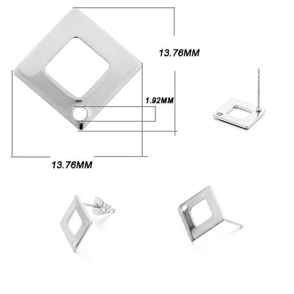 Stainless Steel Geometric Base Earring Stud, 10pcs