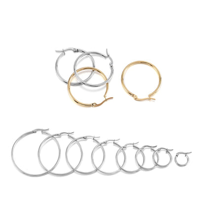 Stainless Steel Hoop Open Earrings Base, 15-50mm