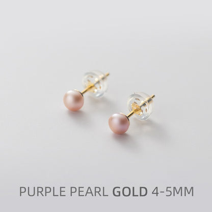 Multi-Color Natural Pearl Stud Earring