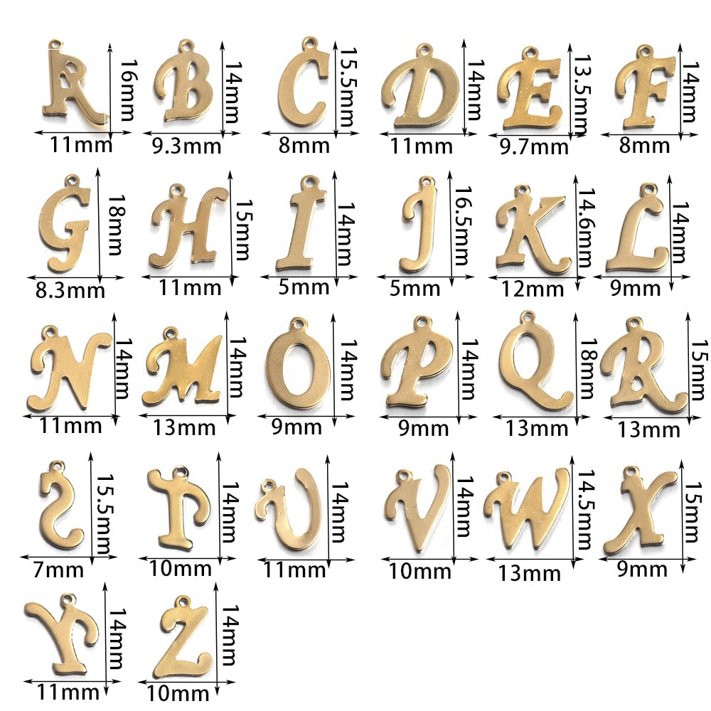 Stainless steel English Alphabet Letters Pendants, 26pcs