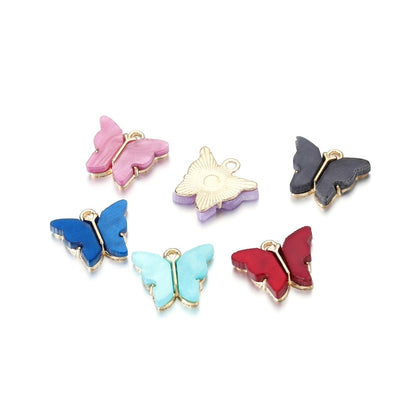 Colorful Resin Butterfly Pendant, 10pcs