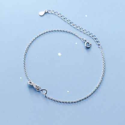 Bracelet de cheville amour infini en argent sterling