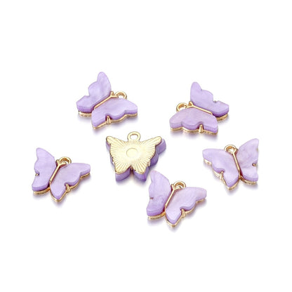 Colorful Resin Butterfly Pendant, 10pcs