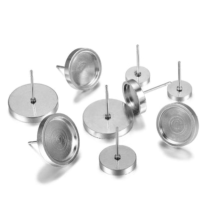 Thicken Stainless Steel Earring Base 6mm-14mm, 10-100pcs