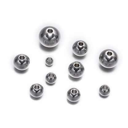 Round Stainless Steel Spacer Beads, 30-100pcs