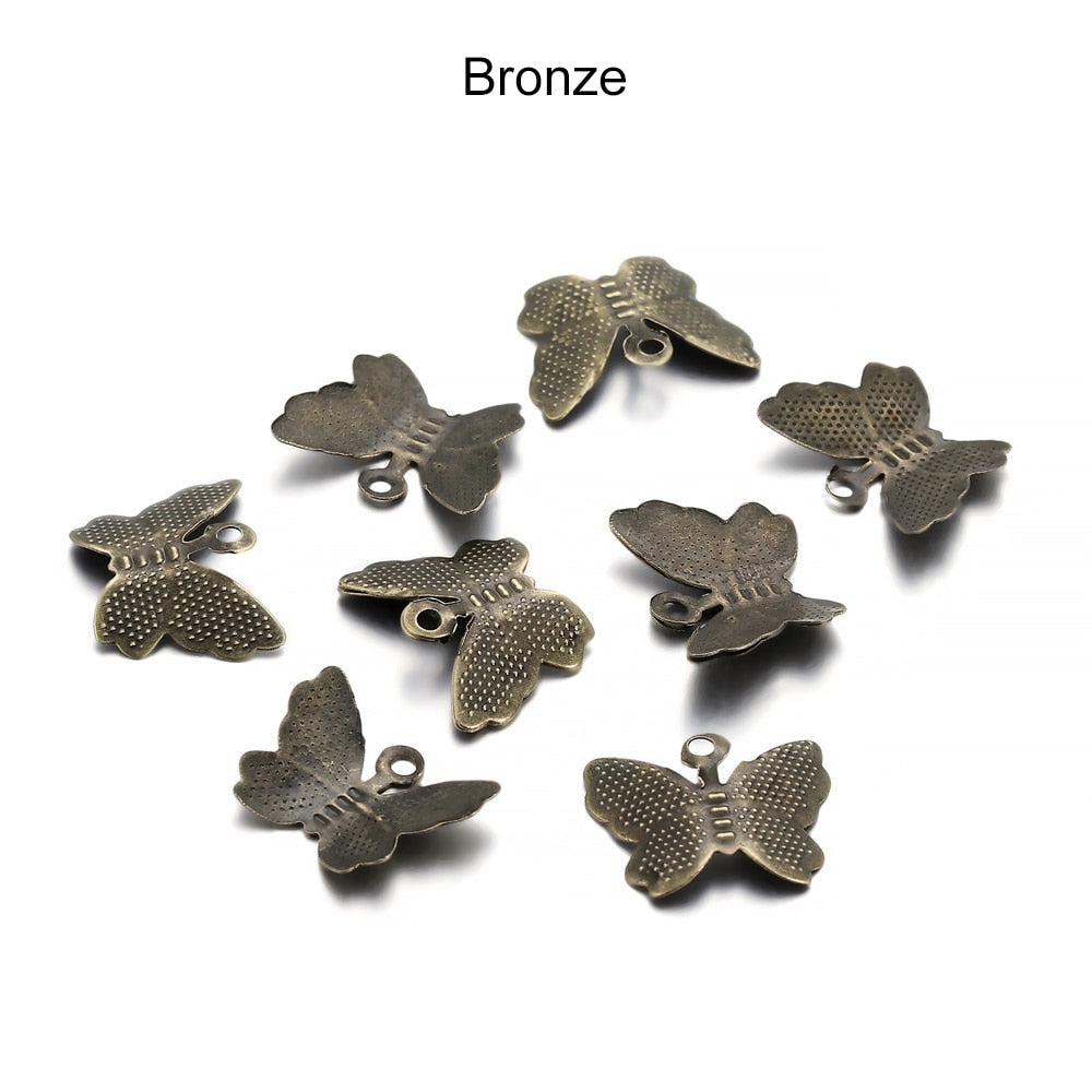 Breloques de connecteurs papillon en métal, 100 pièces