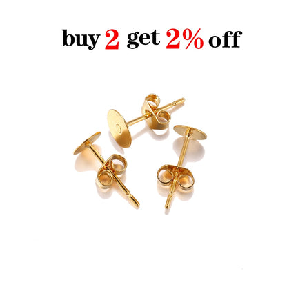 5-12mm Gold Stainless Steel Stud Earring Back, 20pcs