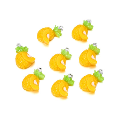 Pendentifs porte-clés en résine de fruits mélangés, 10 pièces