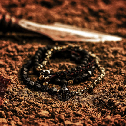 Armband aus Lavastein und blauem Sandstein